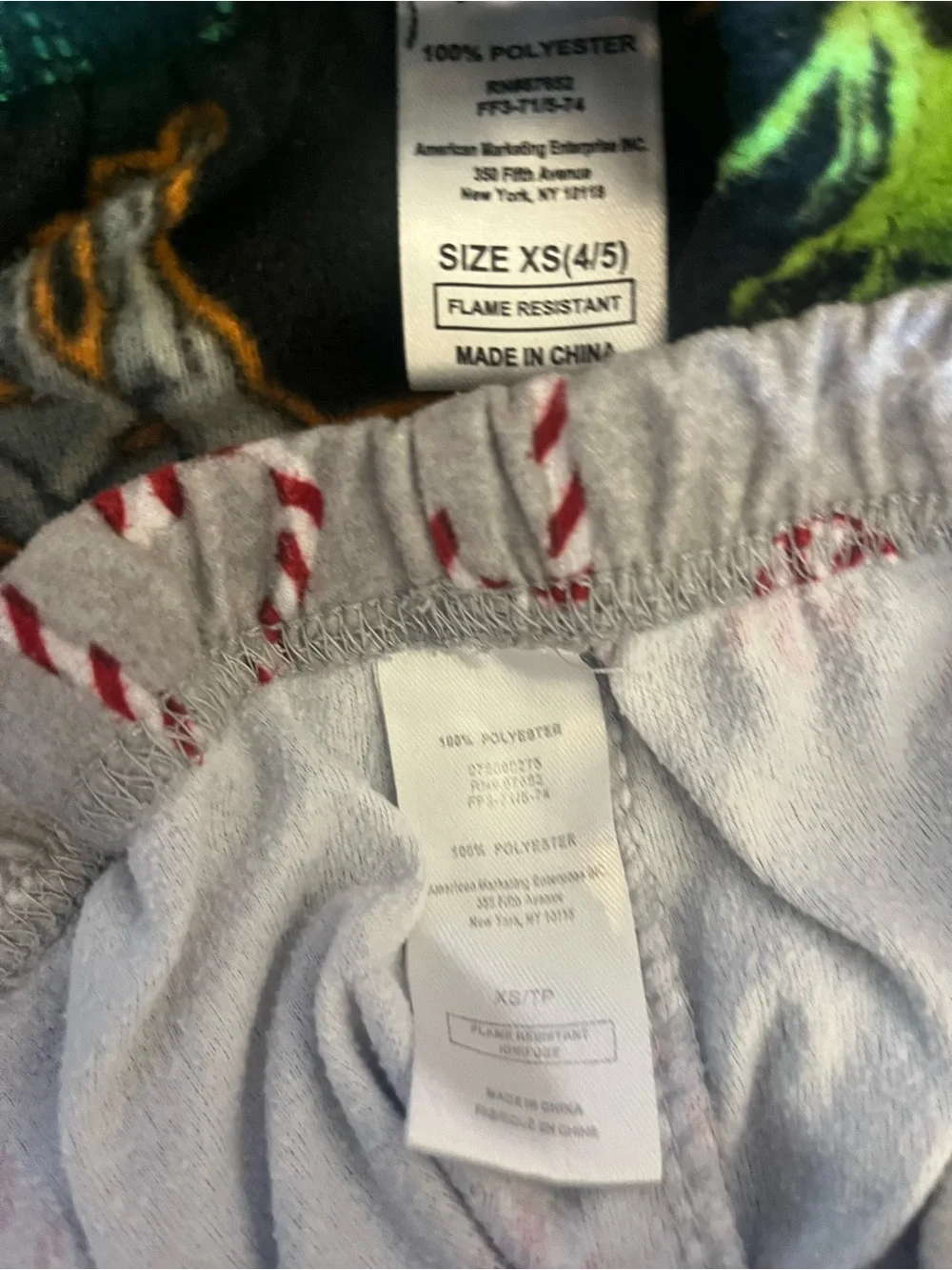 Kids Dino & Candy Cane Pajama Bottoms - Black/Light Gray